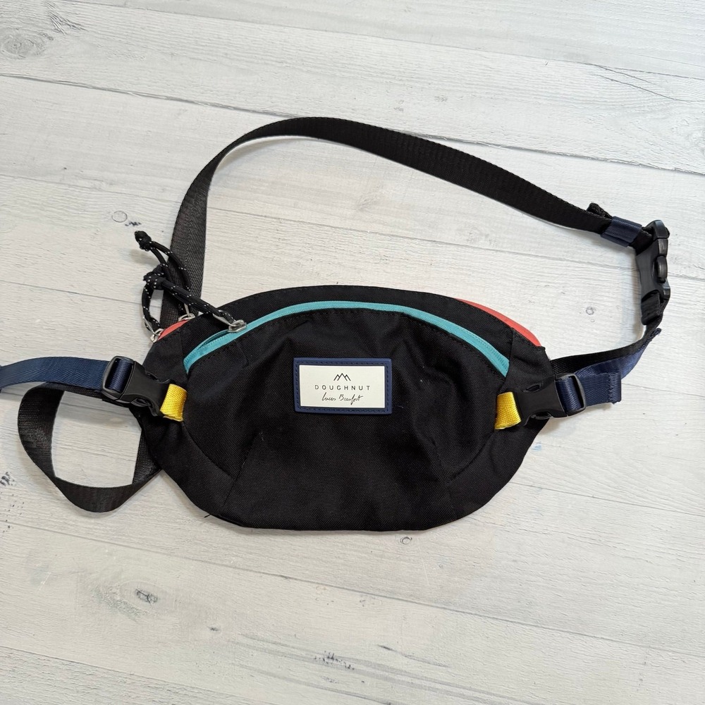 Doughnut X Lucas Beaufort black‎ colorful lined waist pack bag